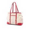 Prada Studded Leather Trimmed Canvas Front Pocket Tote Secondhand
