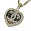 Chanel CC Gold Plated Rhinestones and Enamel Heart Pendant Necklace Secondhand