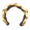 Chanel Gold Plated Leather Woven Chain Cuff Bracelet Secondhand