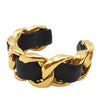 Chanel Gold Plated Leather Woven Chain Cuff Bracelet Secondhand