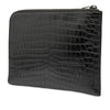 Saint Laurent Croc Embossed Leather Clutch Secondhand