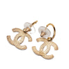 Chanel CC Gold Plated Enamel Drop Push Back Earrings Secondhand