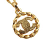 Chanel CC Gold Plated Strass Round Pendant Necklace Secondhand