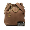 Chanel Small CC Quilted Suede On My Shoulder Drawstring Bucket Bag Secondhand