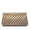 Chanel Large CC Quilted Metallic Caviar Frame Clutch Secondhand