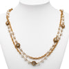 Chanel Gold Plated Rhinestone Faux Pearl Chain Long Necklace Secondhand