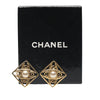 Chanel Gold Plated Faux Pearl CC Diamond Shaped Clip On Earrings Secondhand