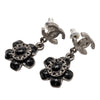 Secondhand Chanel CC Silver Plated Enamel Flower Drop Earrings