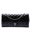Chanel Quilted Patent Brilliant East West Flap Clutch with Chain Secondhand