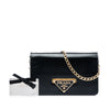Prada Saffiano Vernice Flip Lock Wallet on Chain Clutch Secondhand