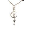 Chanel Gold Plated CC Rhinestones and Faux Pearl Sun Moon Cat Pendant Necklace Secondhand