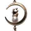 Chanel Gold Plated CC Rhinestones and Faux Pearl Sun Moon Cat Pendant Necklace Secondhand