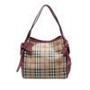 Secondhand Burberry Small Leather Trimmed Haymarket Check Coated Canvas Canterbury Bow Tote