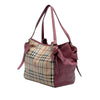 Secondhand Burberry Small Leather Trimmed Haymarket Check Coated Canvas Canterbury Bow Tote