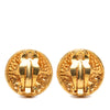 Chanel Gold Plated Medallion Coat of Arms Clip on Earrings Secondhand