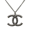 Chanel CC Ruthenium Plated Pendant Necklace Secondhand