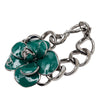 Chanel CC Brass Ruthenium and Enamel Camellia Chain Bracelet Secondhand