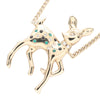 Chanel CC Gold Plated Faux Pearl and Rhinestone Deer Pendant Necklace Secondhand