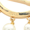 Dior Gold Plated Faux Pearl and Rhinestone CD Logo Round Brooch Secondhand