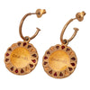 Chanel Gold Plated Enamel Logo Round Scalloped Swing Push Back Earrings Secondhand