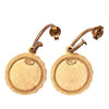 Chanel Gold Plated Enamel Logo Round Scalloped Swing Push Back Earrings Secondhand