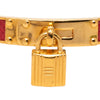 Hermès Gold Plated Epsom Kelly Cadena Lock Bangle Bracelet Secondhand
