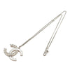 Chanel CC Silver Plated Rhinestones Pendant Necklace Secondhand