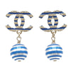 Secondhand Chanel Striped Faux Pearl CC Drop Earrings