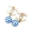 Secondhand Chanel Striped Faux Pearl CC Drop Earrings
