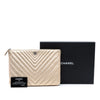 Chanel Medium Chevron Metallic Calfskin O Case Clutch Secondhand