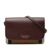 Secondhand Burberry Grained Calfskin and House Check Canvas Hampshire Wallet on Chain