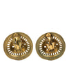 Chanel Gold Plated Logo Cutout Clip On Earrings Secondhand