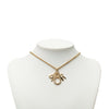 Dior Gold Plated Strass Logo Pendant Necklace Secondhand
