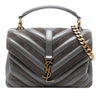 Saint Laurent Medium Calfskin and Suede Chevron Monogram College Satchel Secondhand