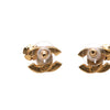 Chanel CC Gold Plated Bicolor Enamel Flower Bullet Back Earrings Secondhand