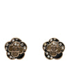 Chanel CC Brass Enamel Faux Pearl and Strass Flower Earrings Secondhand