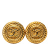 Chanel Gold Plated CC Round Clip On Earrings Secondhand