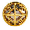 Chanel Gold Plated and Silver Plated CC Round Brooch Secondhand