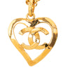 Chanel Gold Plated CC Heart Pendant Necklace Secondhand