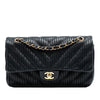 Chanel Medium Classic Chevron Calfskin Pleated Double Flap Secondhand