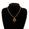 Chanel CC Gold Plated Medallion Sunburst Pendant Necklace Secondhand