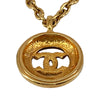 Chanel CC Gold Plated Medallion Sunburst Pendant Necklace Secondhand