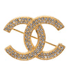 Chanel CC Gold Plated Strass Brooch Secondhand
