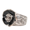 Chanel CC Brass and Strass Enamel Camellia Ring Secondhand
