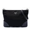 Prada Vitello Daino Trimmed Tessuto Zip Top Crossbody Secondhand