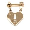 Chanel CC Gold Plated Strass Heart Lock and Key Brooch Secondhand