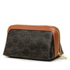 Celine Small Triomphe Coated Canvas and Calfskin Cosmetic Pouch Secondhand