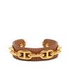 Hermès Leather and Gold Plated Chaine d Ancre Cuff Bracelet Secondhand