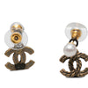 Chanel CC Gold Plated Faux Pearl Rope Drop Push Back Earrings Secondhand