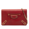 Secondhand Balenciaga Goatskin Motocross Metallic Edge Wallet on Chain